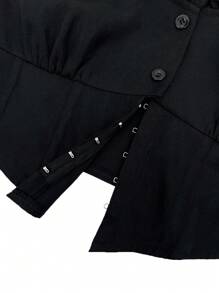 SHEIN Unity Women'S Asymmetric Hem Blouse With Frill Trim