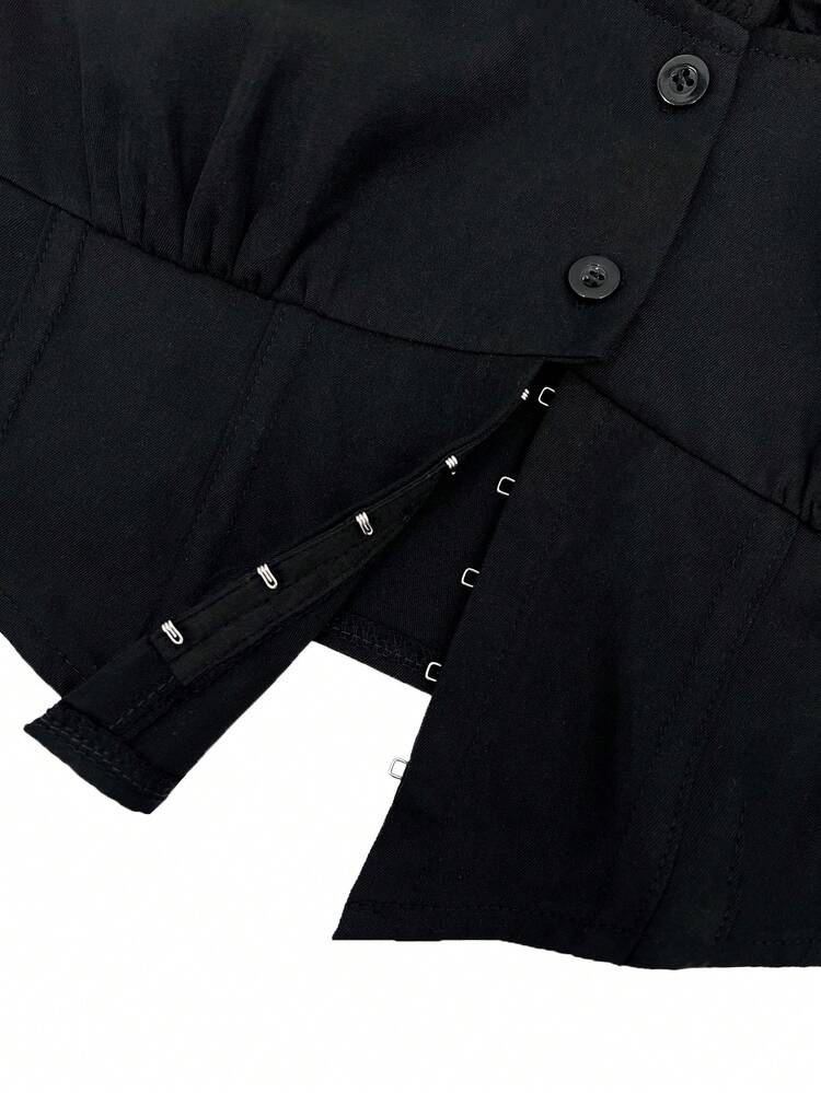 Women'S Asymmetric Hem Blouse With Frill Trim