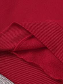 SHEIN LUNE 大尺碼女水鑽字母印花圓領運動衫 - 紅色 - 查看 5