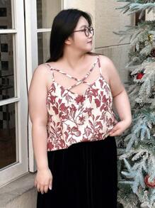 Dazy Plus Women's Floral Print Camisole Top Babydoll Top,Boho Tops Vacation Outfits Women - Coral Pink - View 5