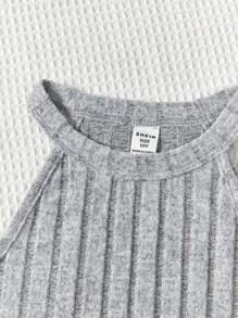SHEIN Tween Girl Knitted Halter Neck Dress 3 Pieces Set - Multicolor - View 3