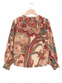 SHEIN LUNE 大碼全印花長袖包身上衣 - 彩色 - 查看 2