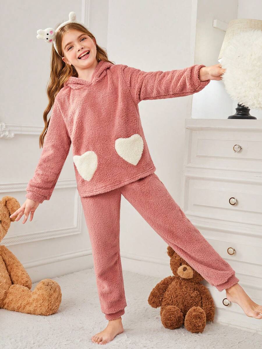 Tween Girls' Heart Pattern Home Wear Mommy And Me Matching Pajama Set (Each Set Sold Separately) - Watermelon Pink - View 1