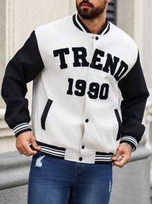 Manfinity Homme Men'S Color Block Baseball Jacket With Embroidery And Toweling