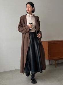 FRIFUL Women'S Double Breasted Belted Trench Coat - Coffee Brown - View 5