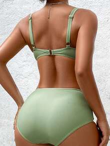 Bộ Bikini Gấp Gọn Cho Nữ (Hai Mảnh) Đi Biển Mùa Hè - xanh quân đội - Xem 2