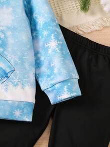 SHEIN Nhỏ bé Cô gái Hoạt hình In áo có mũ Dễ thương 2 mảnh Bộ - Nhiều màu - Xem 4