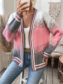 SHEIN LUNE Của phụ nữ Khối màu Thả vai Mở Mặt trước Áo len Mở - Nhiều màu - Xem 3