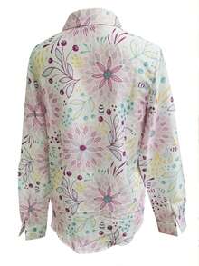 花卉印花休闲宽松柔软长袖衬衫