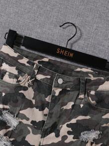 SHEIN 男童迷彩多色仿舊直筒牛仔褲 - 彩色 - 查看 4