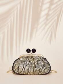 SHEIN VCAY 女性親吻鎖肩袋 - 黑色 - 查看 2