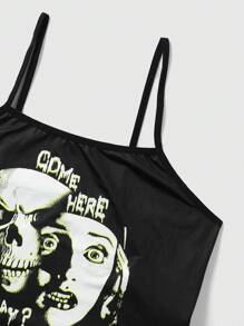 ROMWE Grunge Punk Của phụ nữ Lá thư & Sọ In Áo ba lỗ Áo ba lỗ - Nhiều màu - Xem 4
