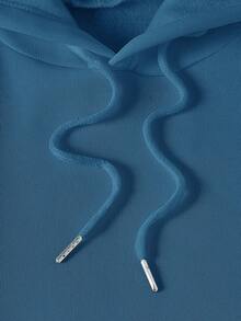 SHEIN EZwear 花卉圖案帽衫 - 霧霾藍 - 查看 4