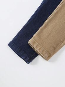 嬰兒男童復古基本款簡潔舒適彈性牛仔褲2入組 - 彩色 - 查看 6