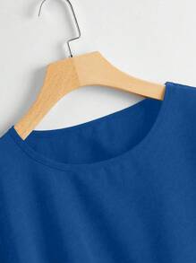 SHEIN Clasi 女士加大號荷葉邊上衣 - 寶藍色 - 查看 4