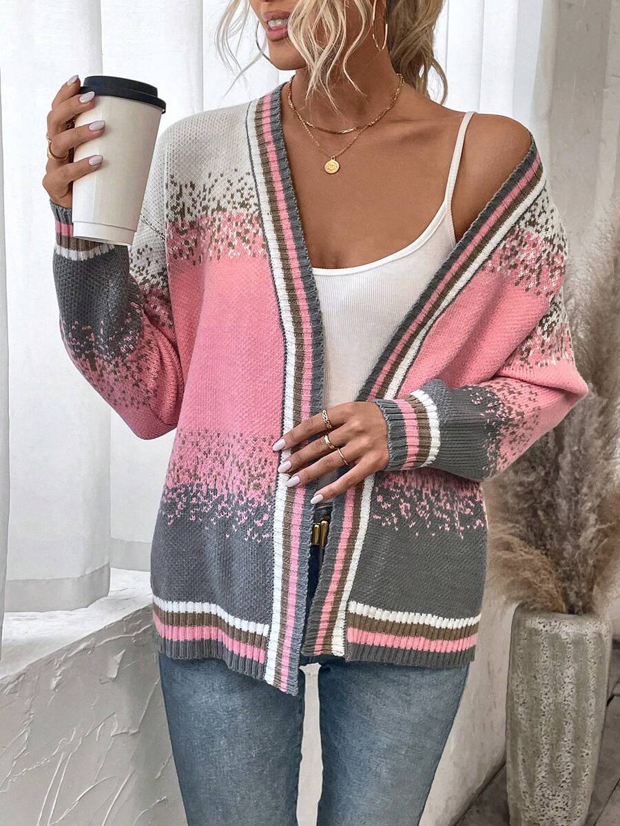 SHEIN LUNE Của phụ nữ Khối màu Thả vai Mở Mặt trước Áo len Mở - Nhiều màu - Xem 1