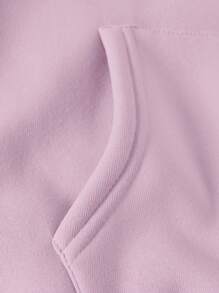 SHEIN EZwear 女士抽绳连帽衫，毕业季、返校季、毕业季、教师节女装、返校季套头衫、秋季卫衣 - 淺灰紫 - 查看 5