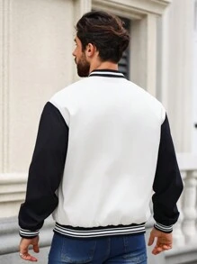 Manfinity Homme Men'S Color Block Baseball Jacket With Embroidery And Toweling