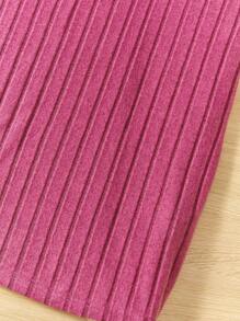 SHEIN Tween Girl Knitted Halter Neck Dress 3 Pieces Set - Multicolor - View 5