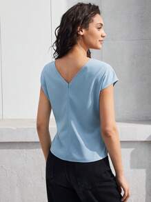 BizChic Solid Color Blouse With Pleated Details