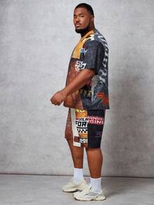 GENTILAND 宽松男士大码印花针织两件套休闲套装 - 彩色 - 查看 6