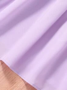 SHEIN 女童梭織拼布雪紡袖連身裙 - 紫色 - 查看 4