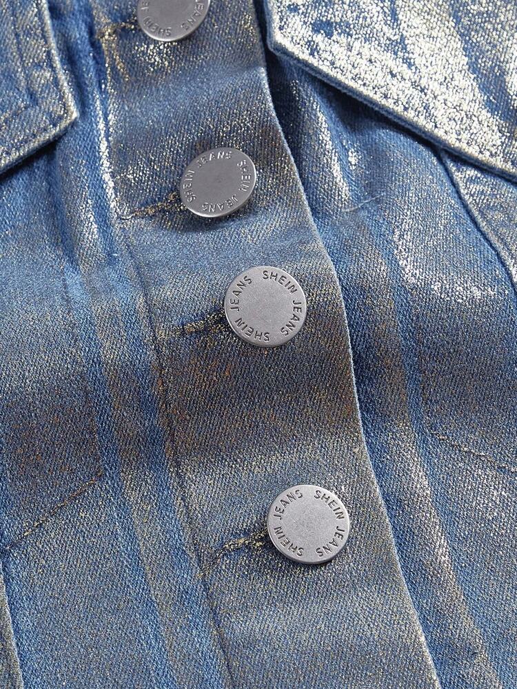 Plus Size Button Up Denim Tube Top