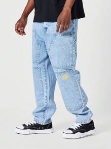 SUMWON 直筒版型木匠牛仔裤 - 藍色 - 查看 1