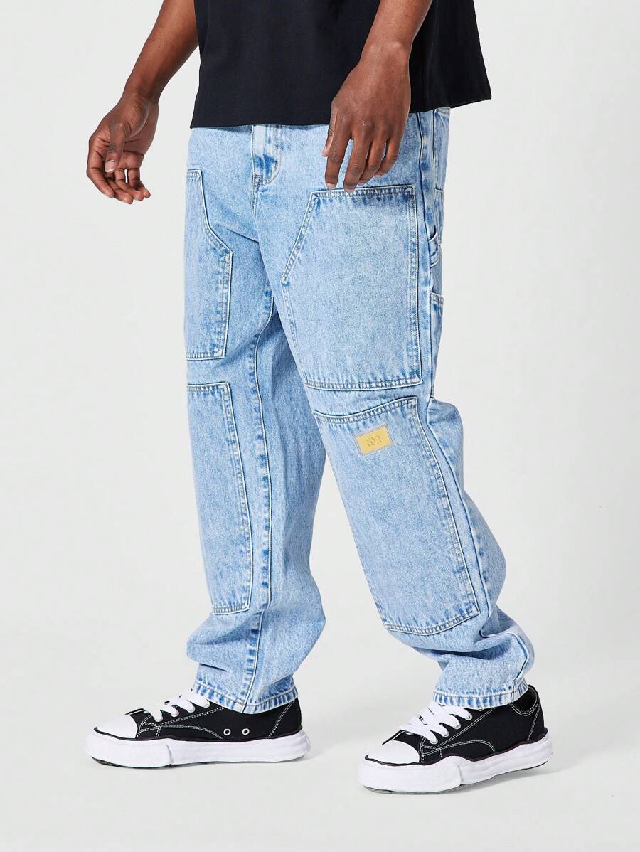 SUMWON 直筒版型木匠牛仔裤 - 藍色 - 查看 1