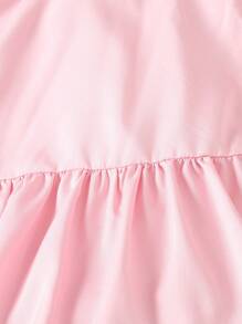 Baby Girls' Pink Puff Sleeve Shirt With Heart-Shaped Print Flare Pants Set For Spring And Summer - Multicolor - View 5