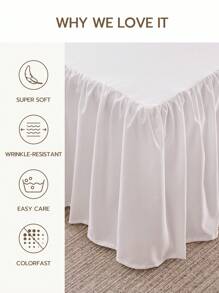 1pc Ruffled Bed Skirt, 15-Inch Drop, Easy To Install, Non-Slip Super Soft Bed Coverlet With Platform, Romantic Style, Suitable For Home Bedding And School Dormitory, Machine Washable, Oeko-Tex Certified - White - View 5