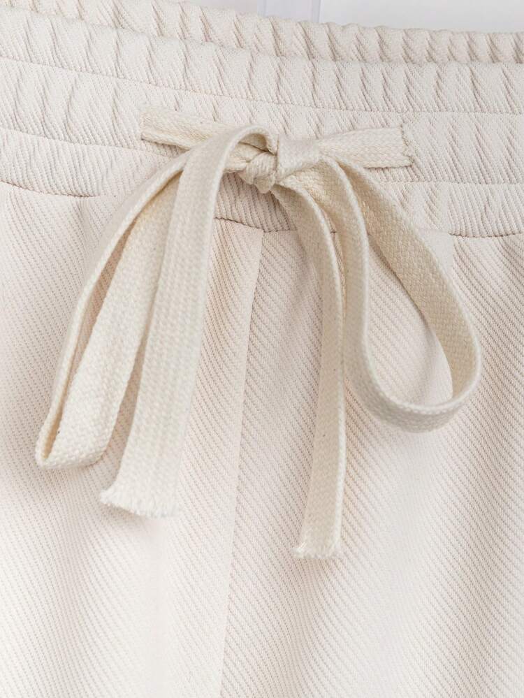 Plus Size Plain Drawstring Waist Pants
