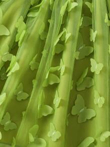 SHEIN 幼兒女孩 3d 花卉貼花網紗芭蕾舞短裙,配細肩帶