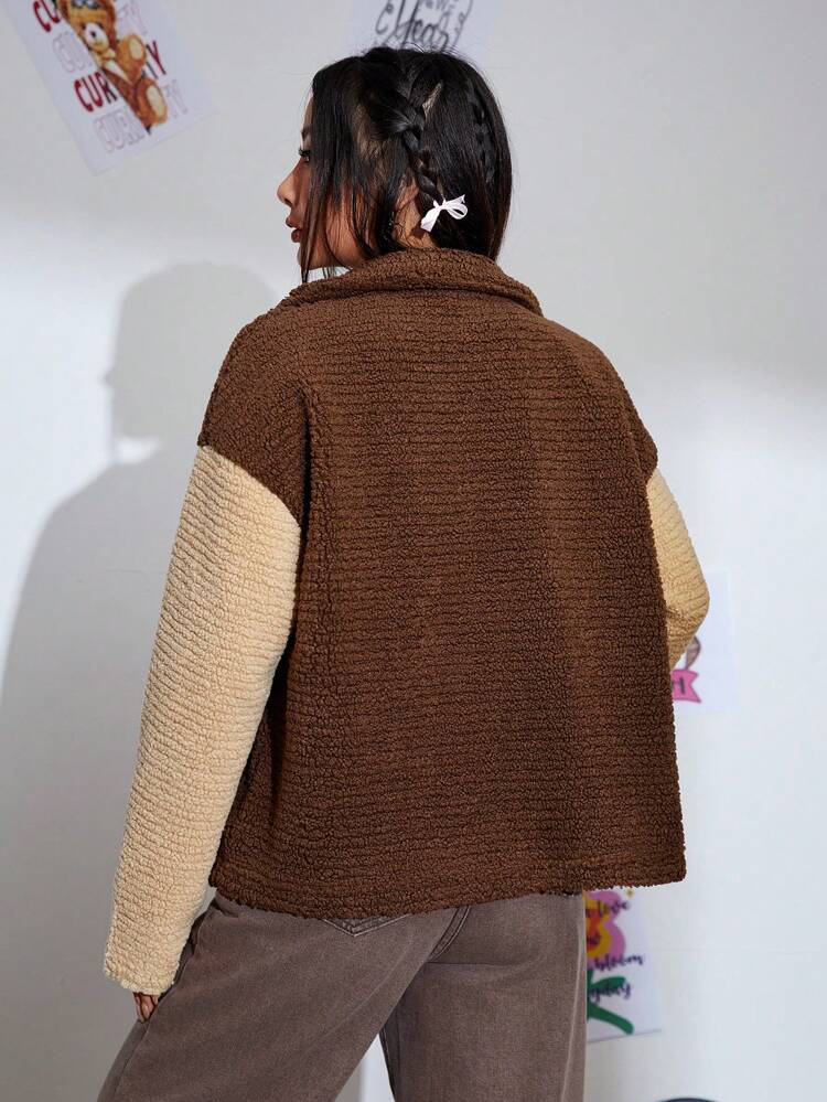 Women'S Regular Fit Jacket With Letter Embroidery, Zipper And Stand Collar