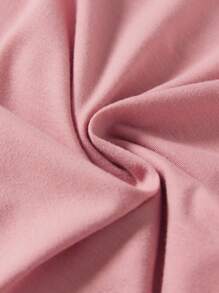 SHEIN 青少年女孩情人節愛心和咖啡圖案圓領短袖t恤 - 藕粉色 - 查看 4