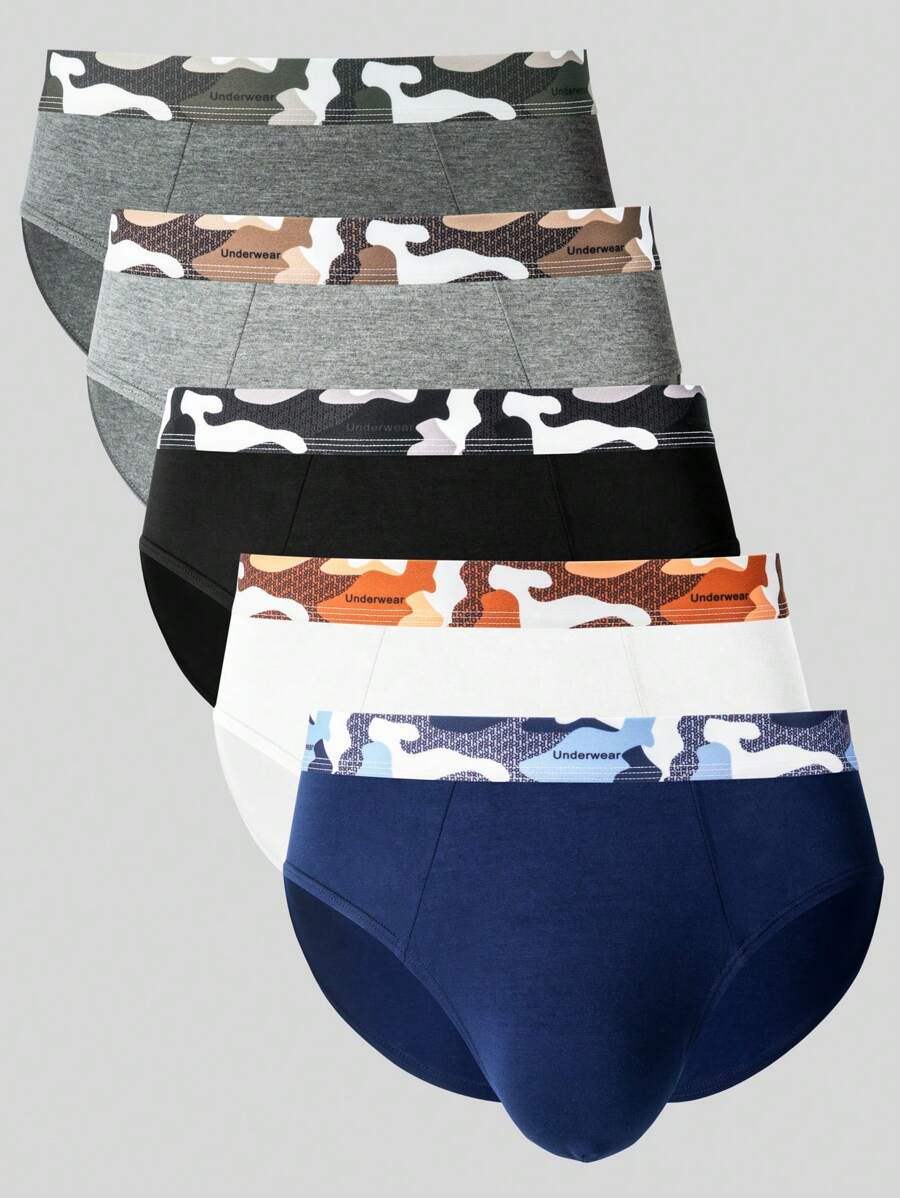 Men'S Camouflage Printed Triangle Underwear (5pcs/Set) - Multicolor - View 1