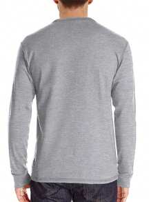 男士休闲运动风撞色领轻薄长袖Polo衫，可单穿或叠穿，轻松打造日常休闲造型 - 淺灰色 - 查看 2