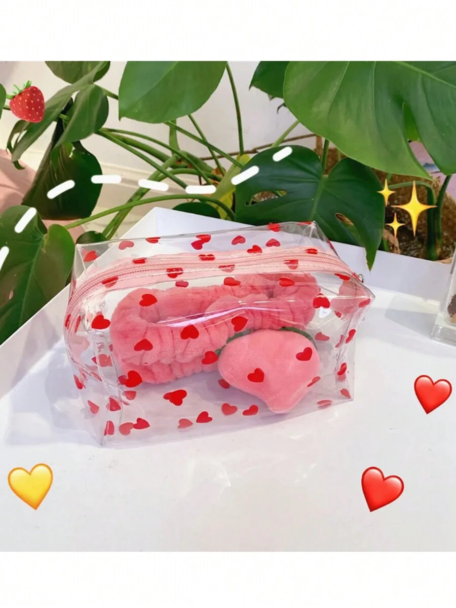 字母图案透明化妆包 - 無色 - 查看 1