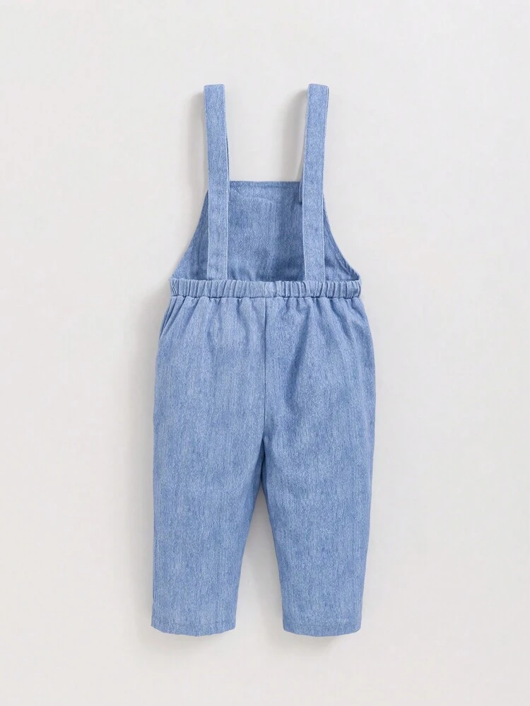 Baby Boys' Cartoon Bear Pattern Denim Overalls Jumpsuit