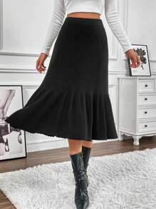 Chiquease 女式荷葉邊毛衣裙 - 黑色 - 查看 1