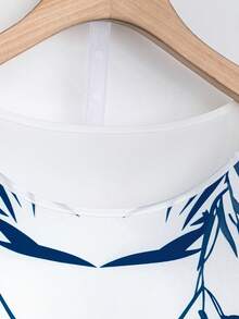 Kích thước lớn Của phụ nữ Thực vật In Tay áo dài Áo nỉ Và Quần thể thao Bộ - màu đen - Xem 5