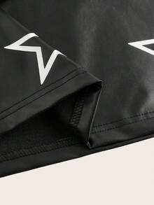 SHEIN ICON 女式星星圖案pu皮裙 - 黑色 - 查看 4