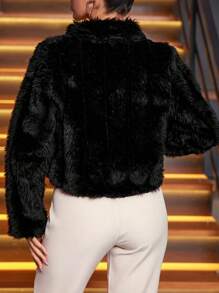 EURMUSE Women's Long Sleeve Coat - Black - View 2