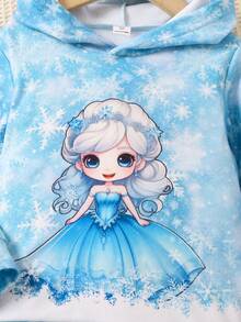 SHEIN Nhỏ bé Cô gái Hoạt hình In áo có mũ Dễ thương 2 mảnh Bộ - Nhiều màu - Xem 5