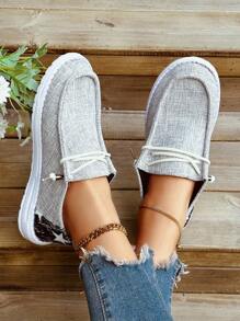 女士舒適平底穿著純色大碼假日風格運動休閒鞋 - 灰色 - 查看 5