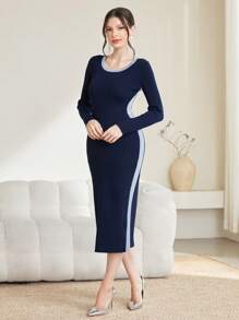 Mulvari 女士圓領長袖套頭毛衣連衣裙