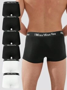 6入組男士字樣圖案短褲 - 彩色 - 查看 2