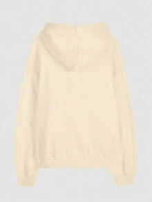 女士宽松长袖字母刺绣连帽运动衫