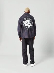 SUMWON Check Shirt With Back Patch Graphic - Black - View 4