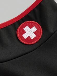 ROMWE Anime 護士服式束胸性感內衣 - 黑色 - 查看 4